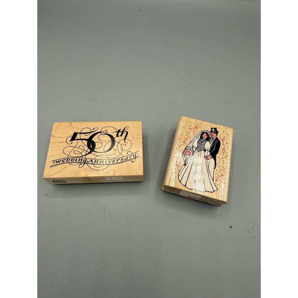 Wedding Rubber Stamp Lot Bride Groom 50th Anniversary Card Scrapbooking